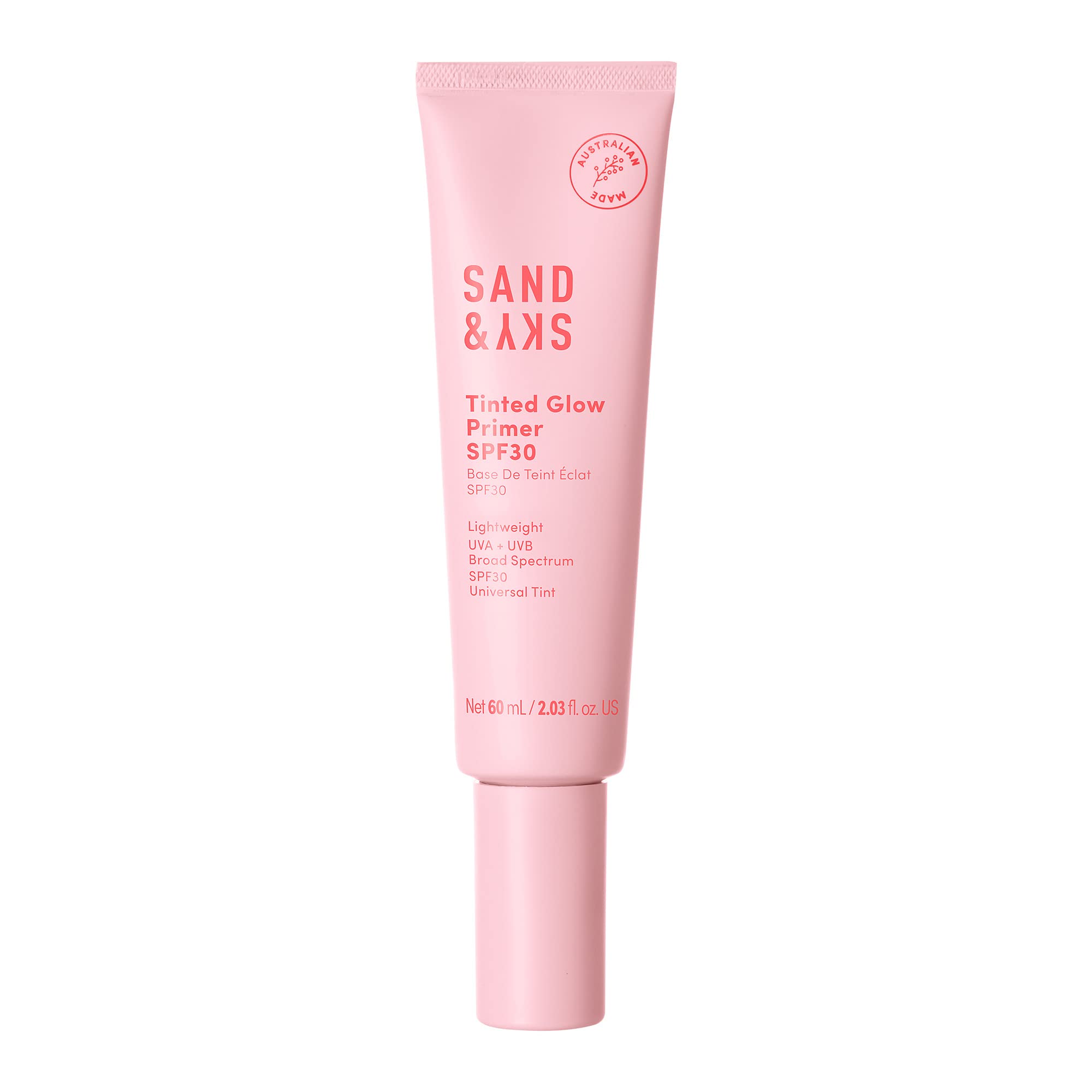 Sand & Sky Tinted Glow Primer SPF 30 Sunscreen - Australian Made Daily Hydrating Makeup Primer with Broad Spectrum Sun Protectio