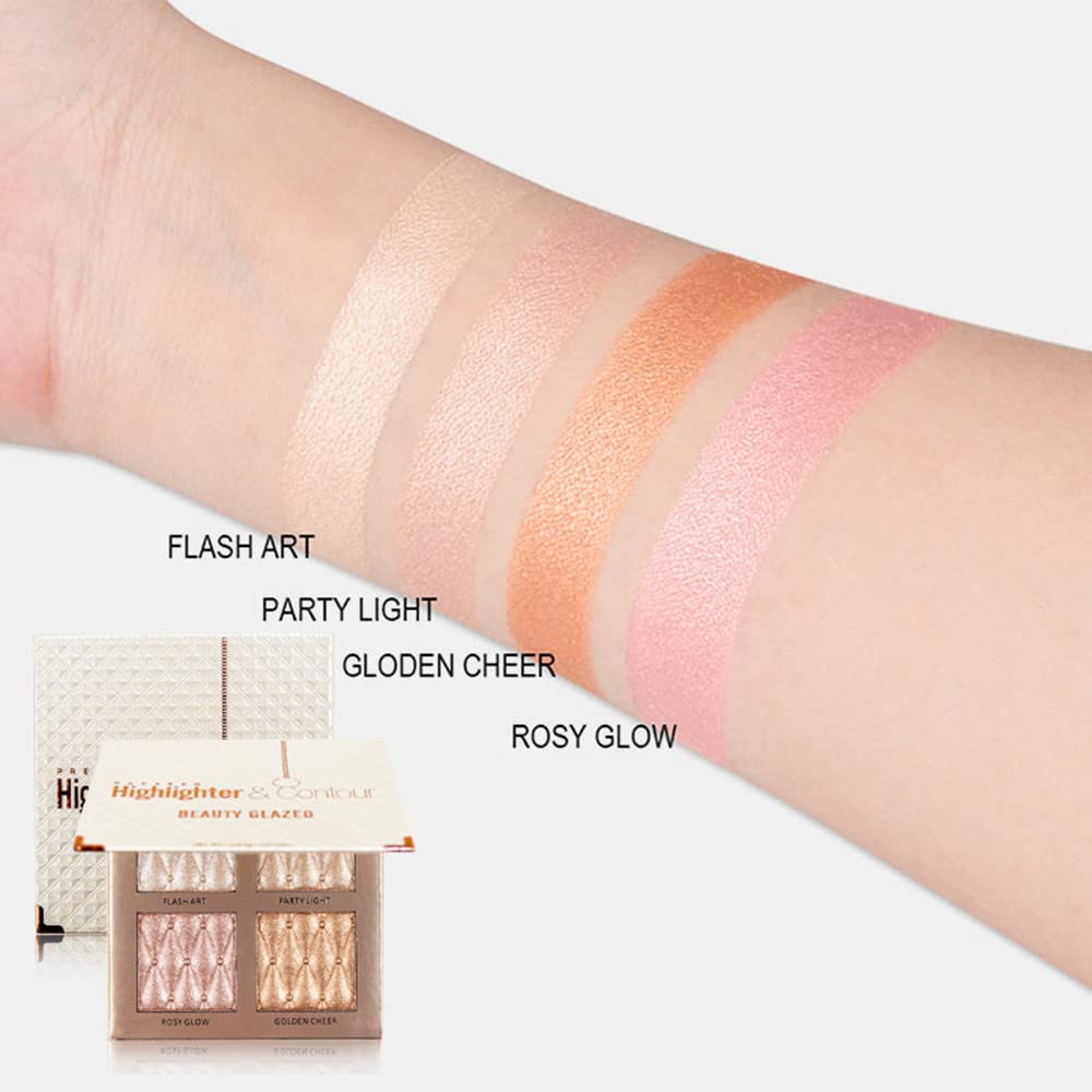 4-Color Highlighter Makeup Palette Shimmer Bronze Contour Shadow Illumination Highlight Eyeshadow Palette Eyeshadow Cosmetic Set