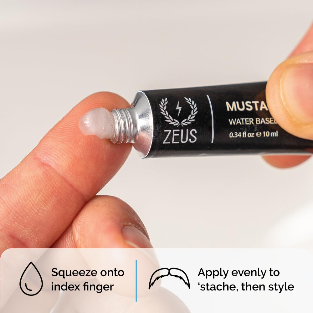 Zeus Mustache Styling Wax, Mega Hold Water Based Mustache Wax For Men (Single)