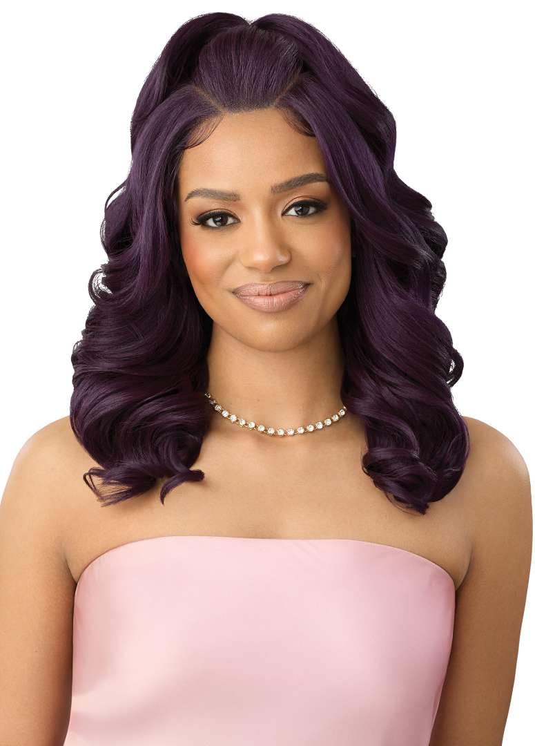 Outre Airtied 100% Fully Hand-Tied Wig - Human Hair Blend - Soft Curls 18    (DARK BROWN 2)