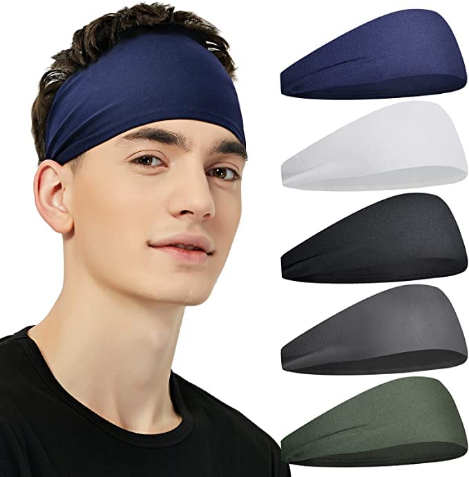 BISMAADH Sports Headbands for Men Moisture Wicking Workout Headband, Sweatband for Running, Cycling, Football, Yoga, Hairband fo