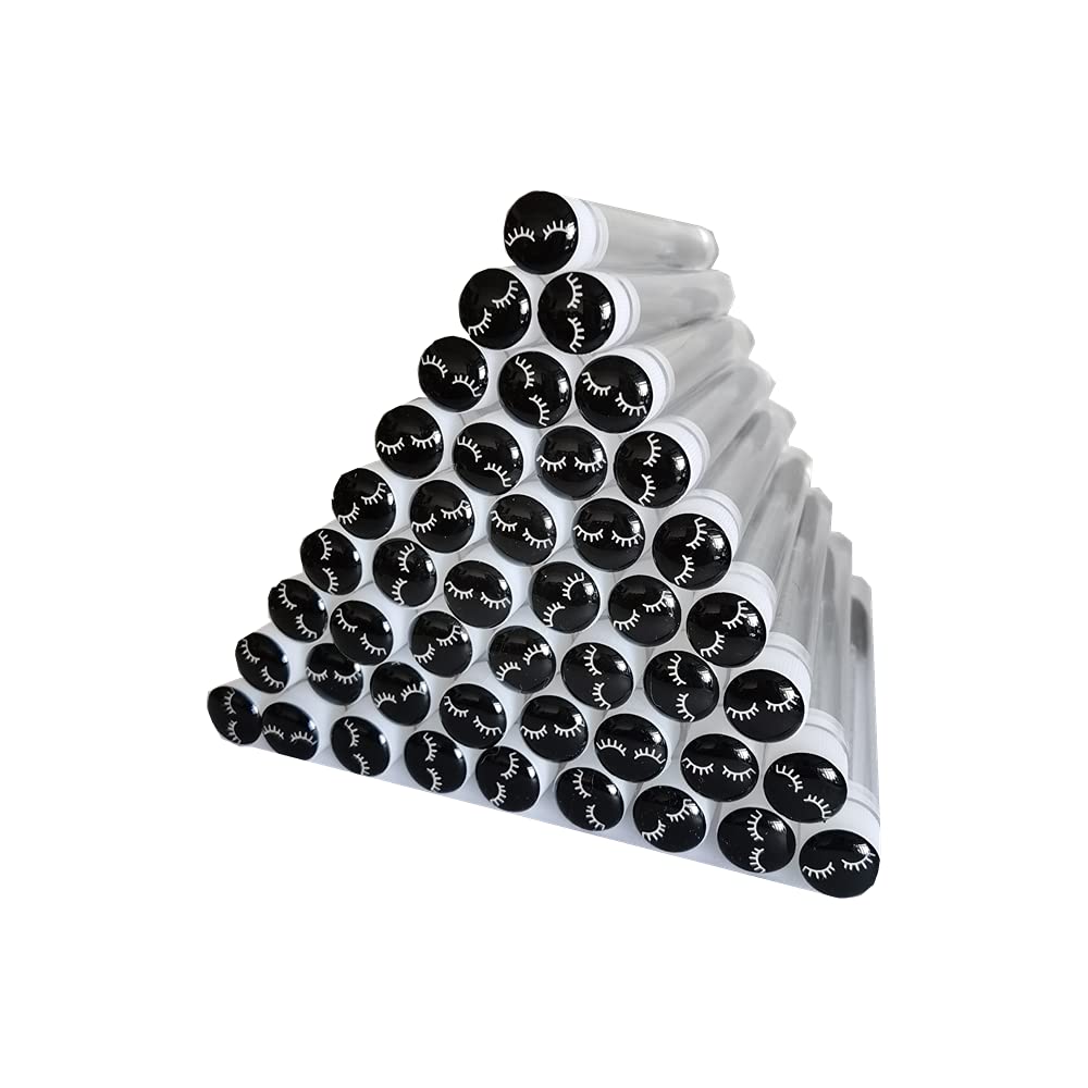 50 Pcs Disposable Mascara Brushes Diamond Eyelash Spoolies Makeup Brush Mascara Wand In Sanitary Tube Lash Supplies (Black)
