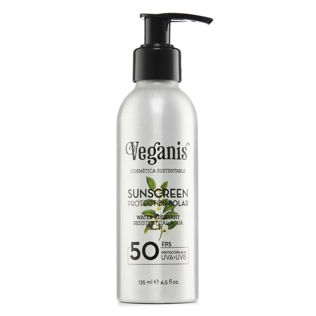 VEGANIS Sunscreen SPF 50  Coconut & Calendula Oils  High Protection BroadSpectrum UVA/UVB Face & Body Sunscreen  Light Textu