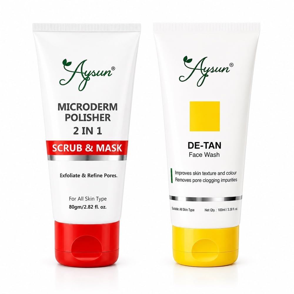 Aysun Microderm Polisher 2 In 1 Scrub & Mask 80G With DeTan Face Wash 100Ml | Complete Exfoliating, Tan Removal & Deep Cleansin