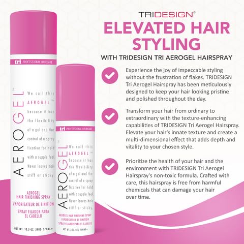 Tri Design Aerogel Hairspray - Hair Styling Gel Plus Texture Spray For Men & Women, Combining Flexibility & Control For Strong H
