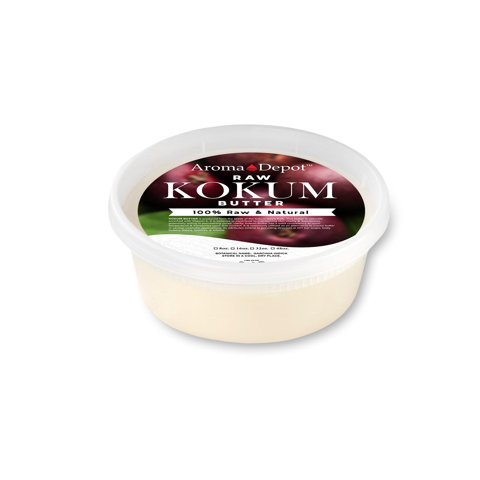 Aroma Depot 8Oz Raw Kokum Butter Great For Skin, Body And Hair. 100% Pure I Natural I Cold Pressed I Thickener For Body Butters,