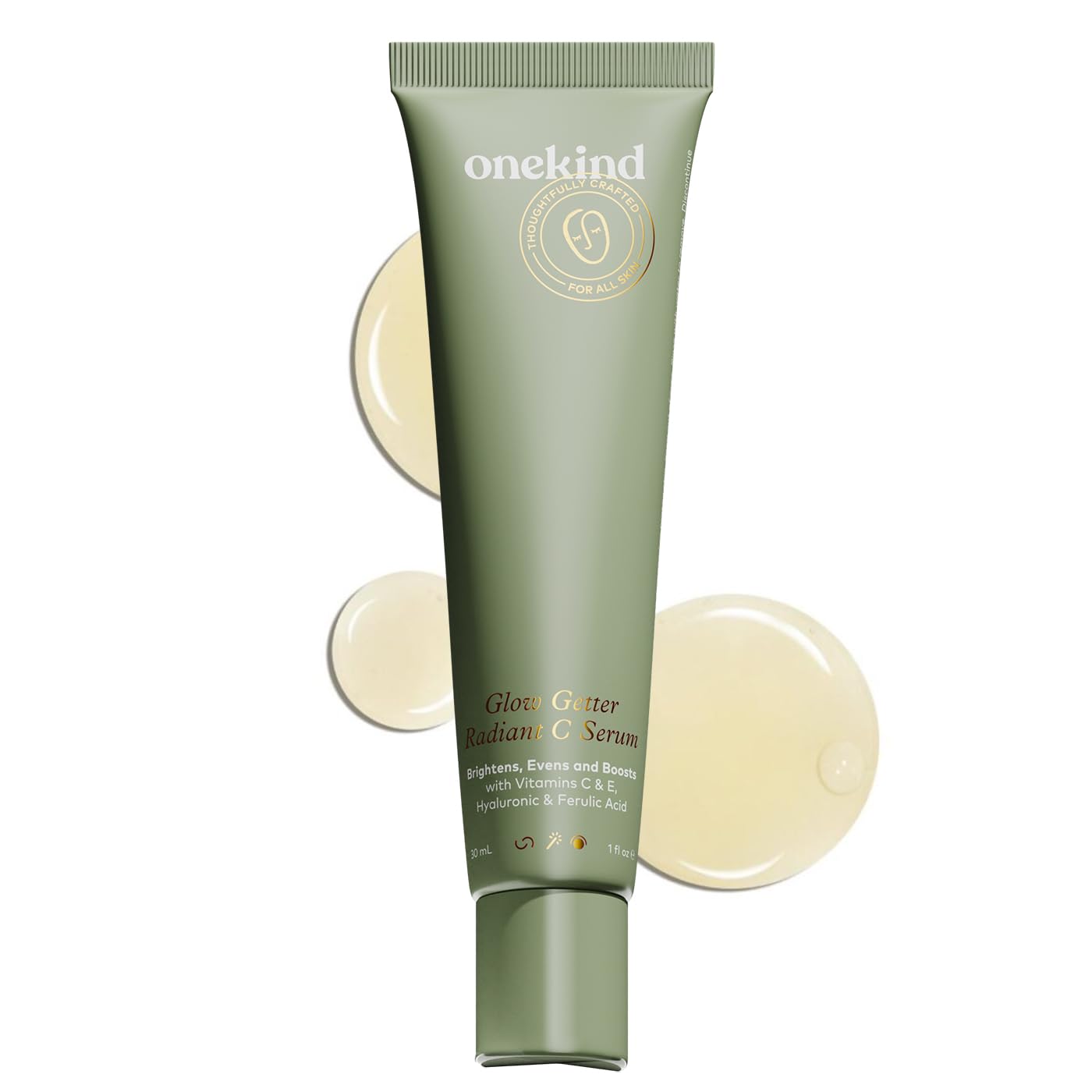 Onekind Radiant C Face Serum, AntiAging Facial Treatment with Hyaluronic Acid, Tetrahexyldecyl Ascorbate, Ferulic & Vitamin E, 