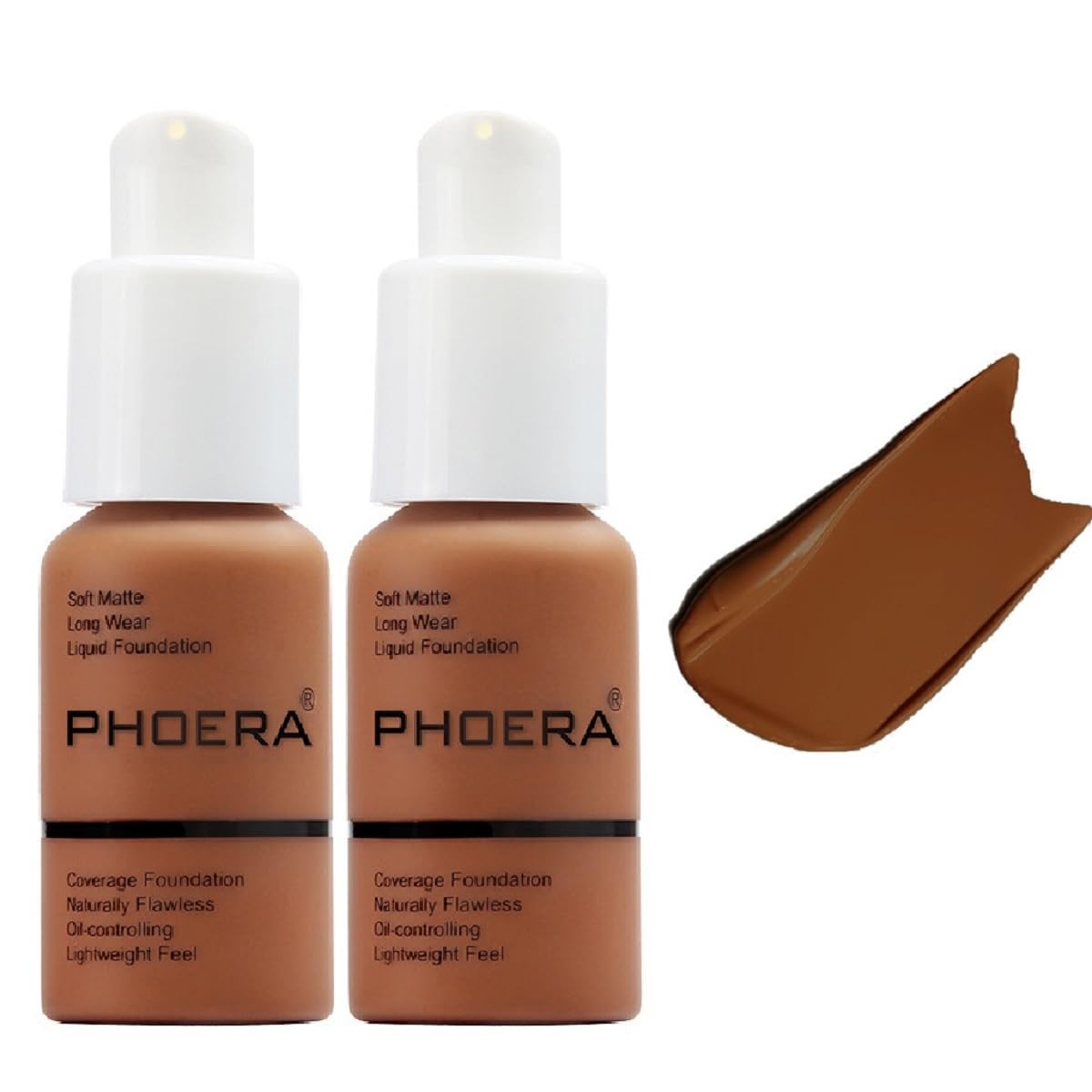 2Pack Phoera Foundation,Flawless Soft Matte Liquid Foundation Oil Control Concealer Waterproof 24 Hour Foundation Makeup? (109-M
