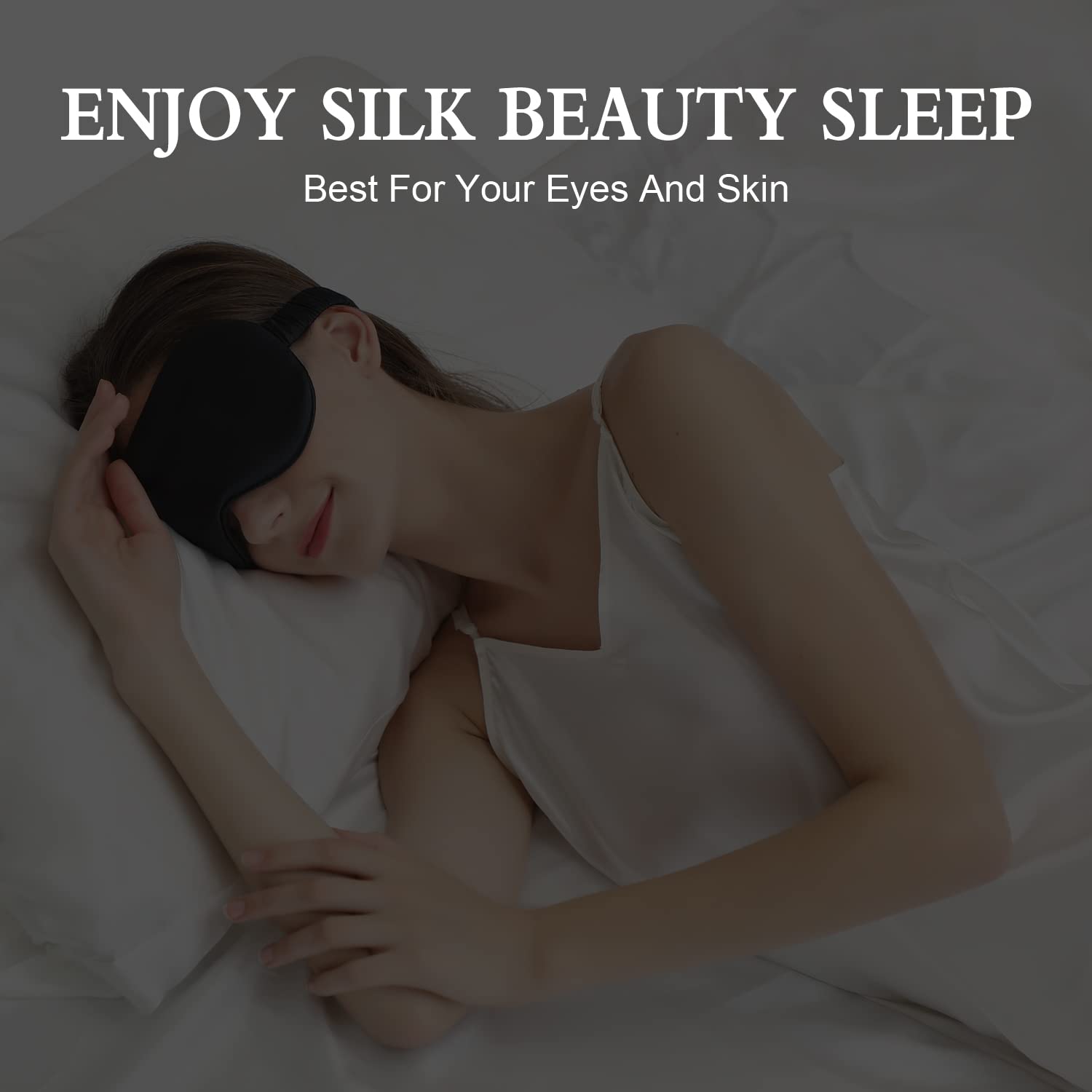 Zimasilk Adjustable Silk Contour Sleep Mask, 100% 22 Momme Mulberry Silk Eye Mask, Designed For Long Lashes And Eyelash Extensio