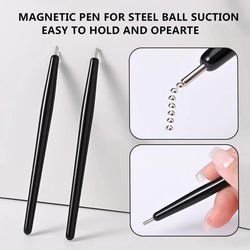 3D Metal Nail Art Charms Gold Silver Micro Caviar Beads Nail Rivets Studs With Magnetic Pen For Steel Ball Suction, For Diy Craf