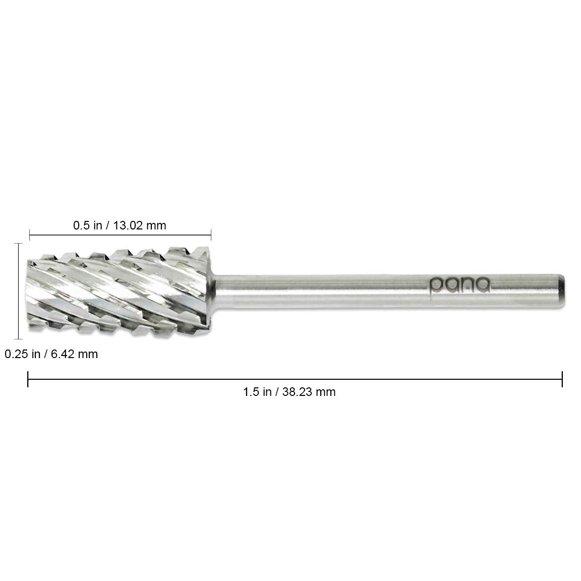 Pana Tapered Barrel Carbide 3/32'' Shank Size - (Silver, Extra Coarse Grit) - Fast Remove Acrylic Or Hard Gel Nail Drill Bit For