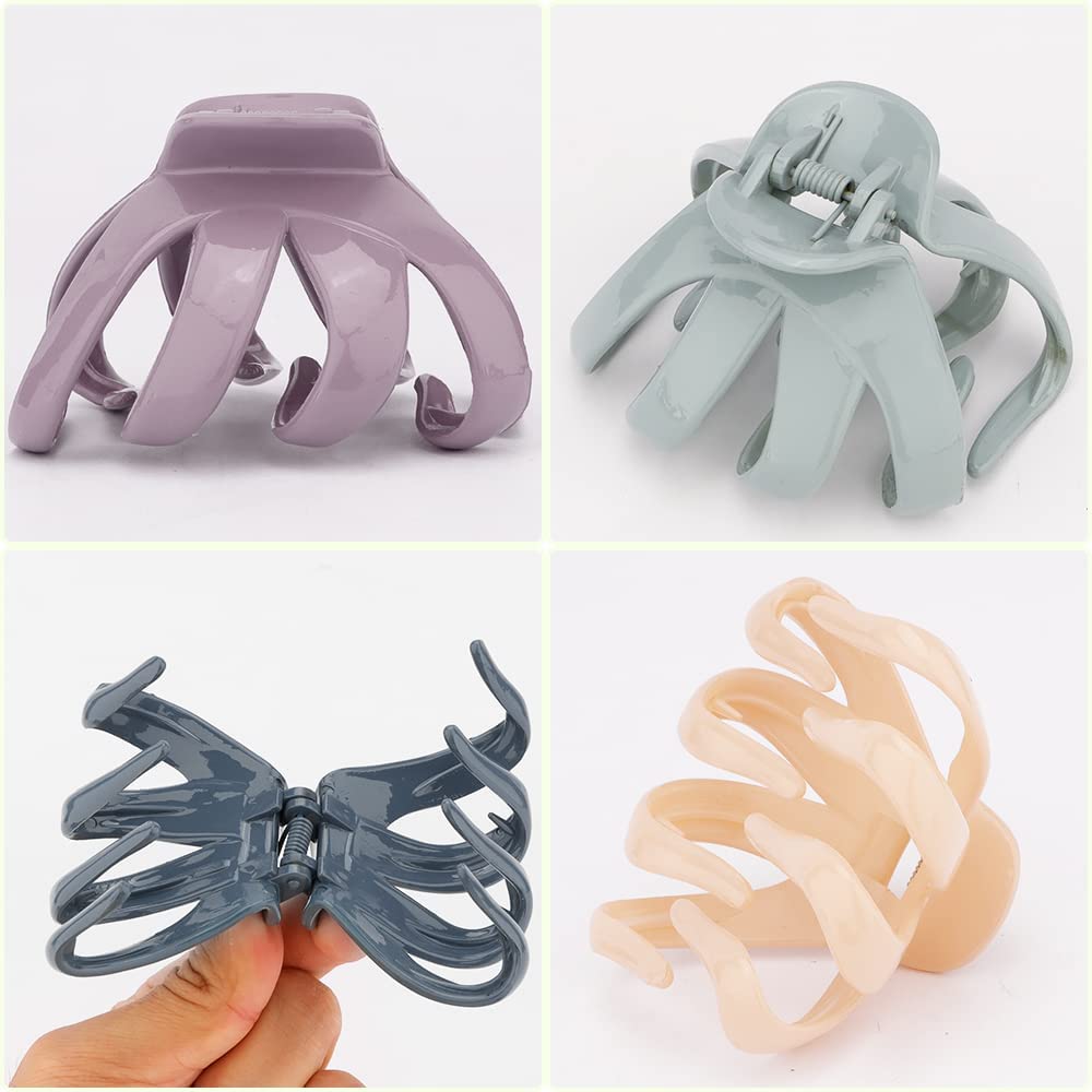 ATODEN Claw Clips for Thick Hair 3.15'' Octopus Hair Clips 5Pcs Large Hair Clips for Women Thick Hair Big Hair Clips Large Claw
