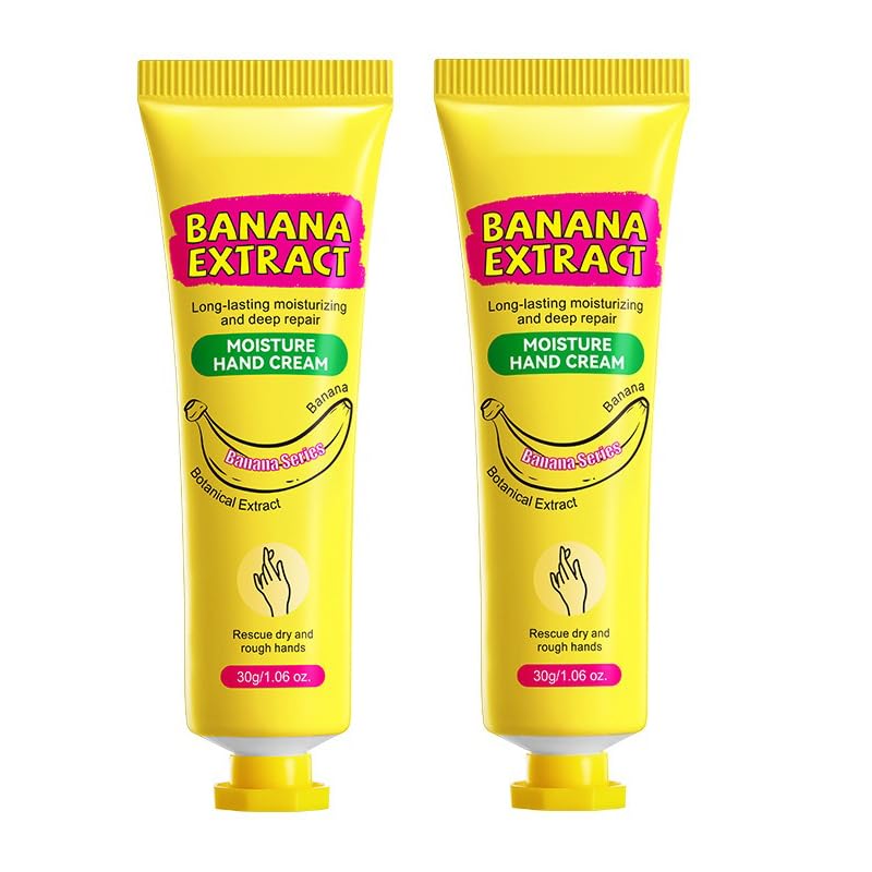 ChongTai 2PCs Banana Extract Moisturizing Hand Cream, Nourishing Relieve for Dry Cracked Skin, Soothing Dryness & Roughness, 30g