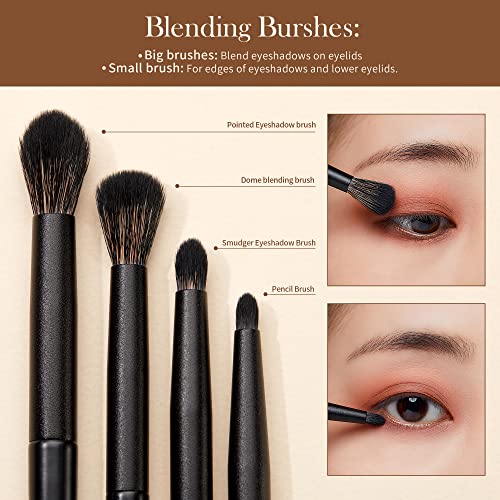 Eyeshadow Brush Set Jessup Eye Makeup Brushes Professional 10Pcs Blending Brush Eye Shadow Liner Brush crease Brush Duo-end Brow