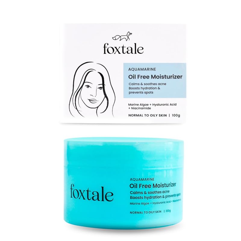 Foxtale Oil-Free Gel Moisturizer For Face | Hyaluronic Acid, Niacinamide, Betaine, Marine Algae| Boosts Hydration, Brightens Ski