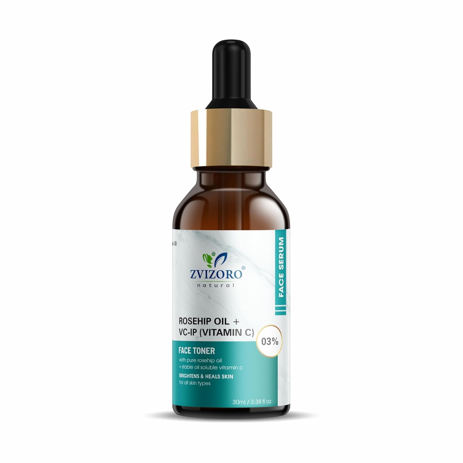 Zvizoro Rosehip Oil + 3% VcIp Vitamin C Face Serum | Brightening & Hydrating Facial Serum | Helps Improve Uneven Skin Tone, Rad