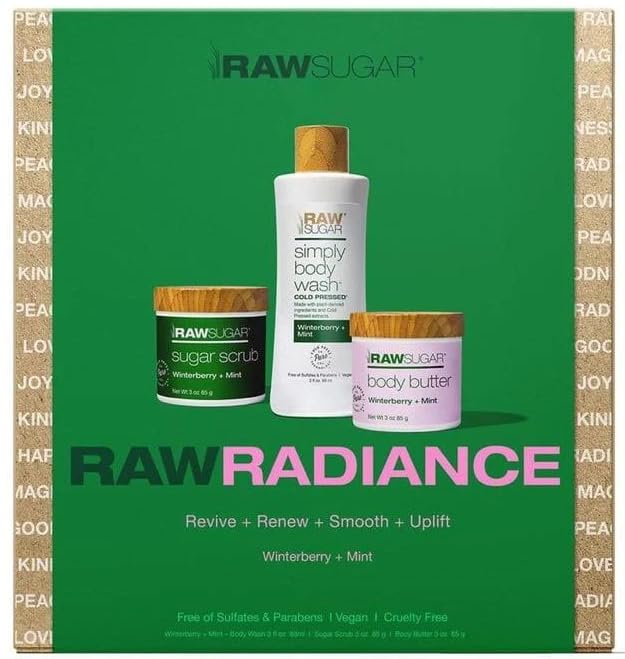 Raiance Winterberry + Mint Body Love Bundle  Body Wash, Scrub & Butter, Clean Ingredients, No Sulfates or Parabens, 3 Piece Gif