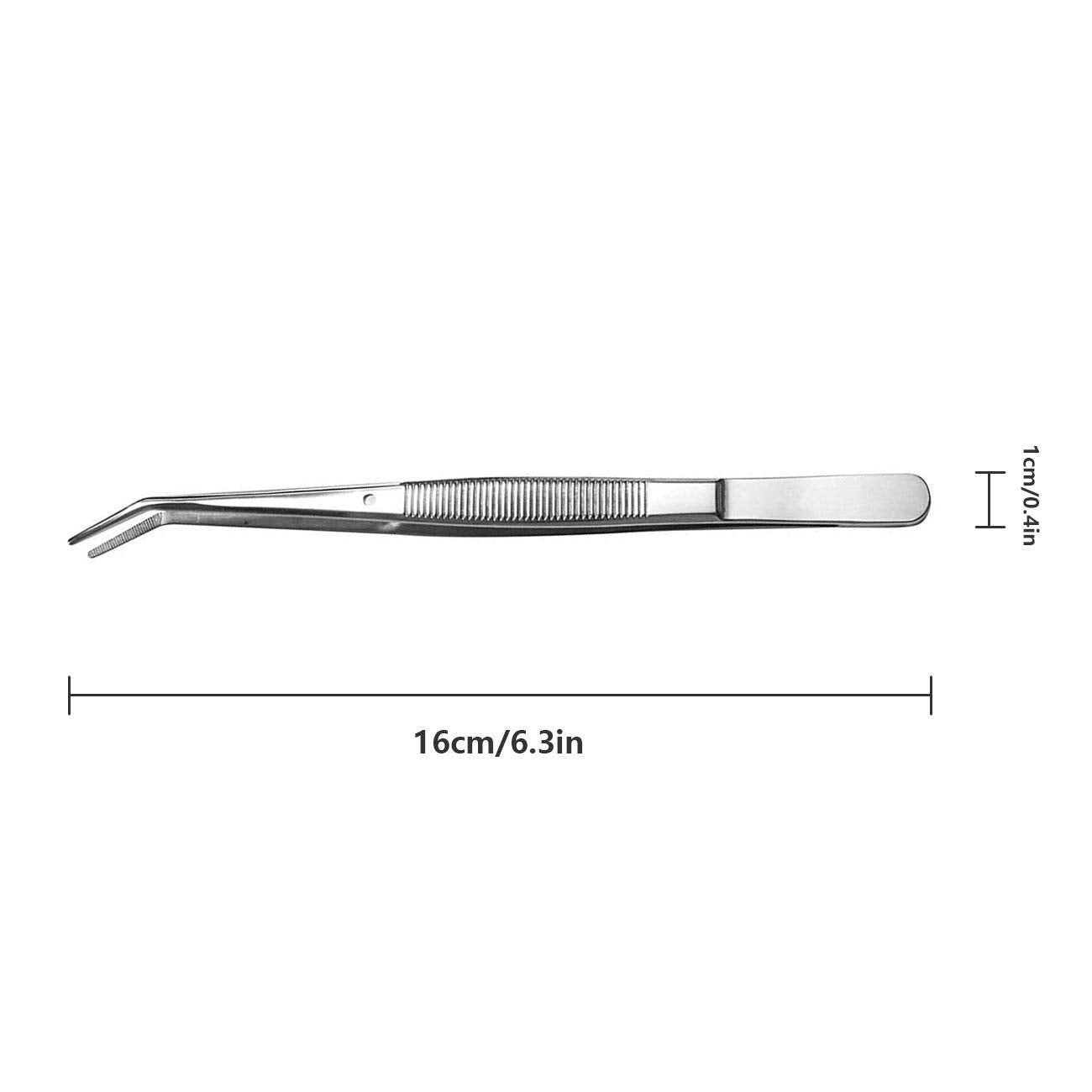 Stainless Steel Tweezers, With Curved Serrated Tip Multipurpose Tweezers Sewing Machine Tweezers Forceps For Craft Repairing (2