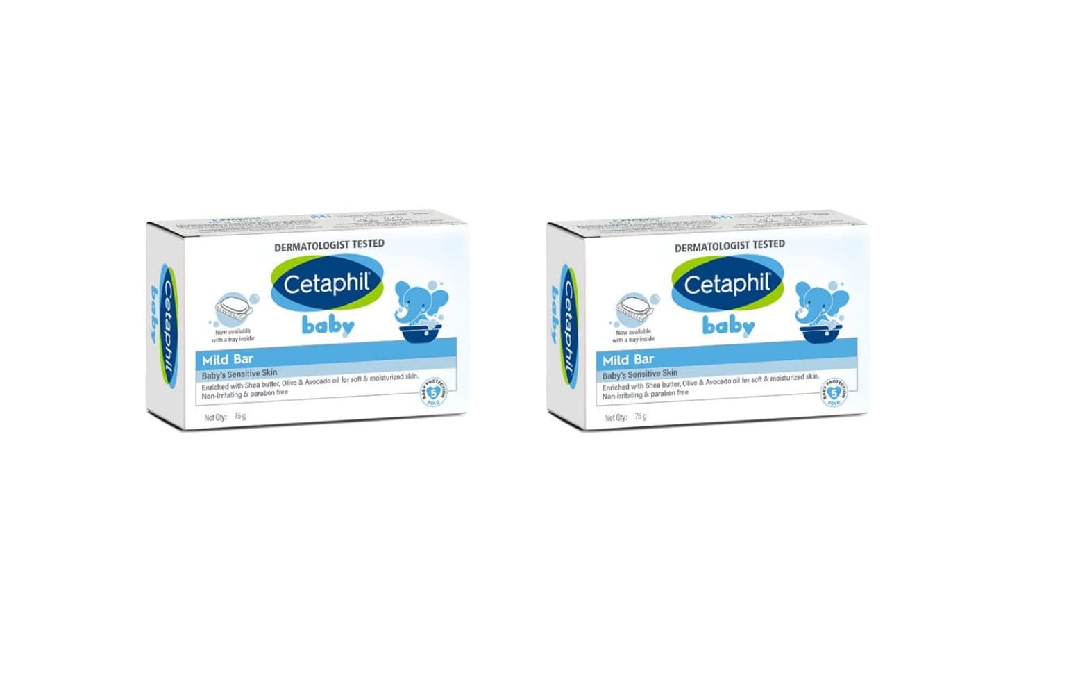 Cetaphil Baby Mild Bar For Face And Body-Pack Of 2, 75G*2