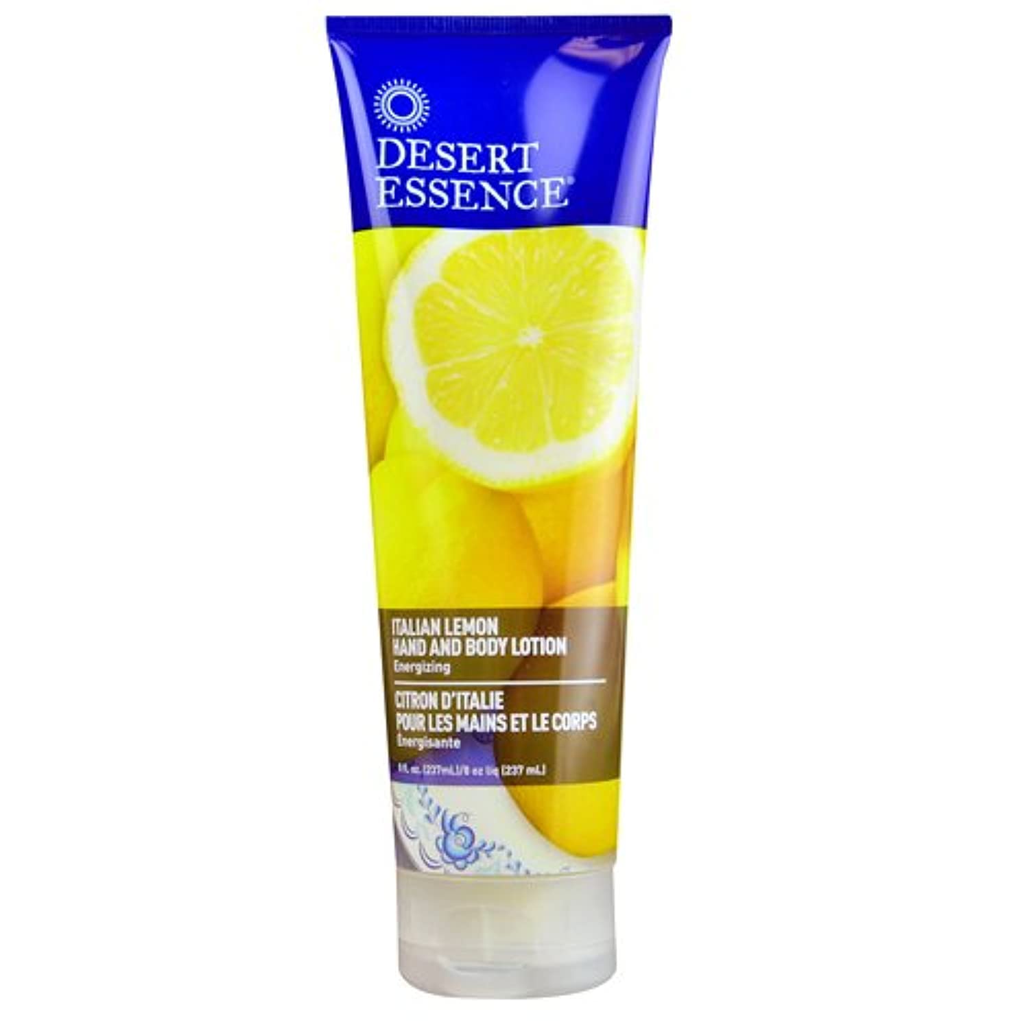 Desert Essence Italian Lemon Hand & Body Lotion  8 Fl Ounce  Energizing  Shea Butter  Coconut & Jojoba Oil  Hydrate & Softe