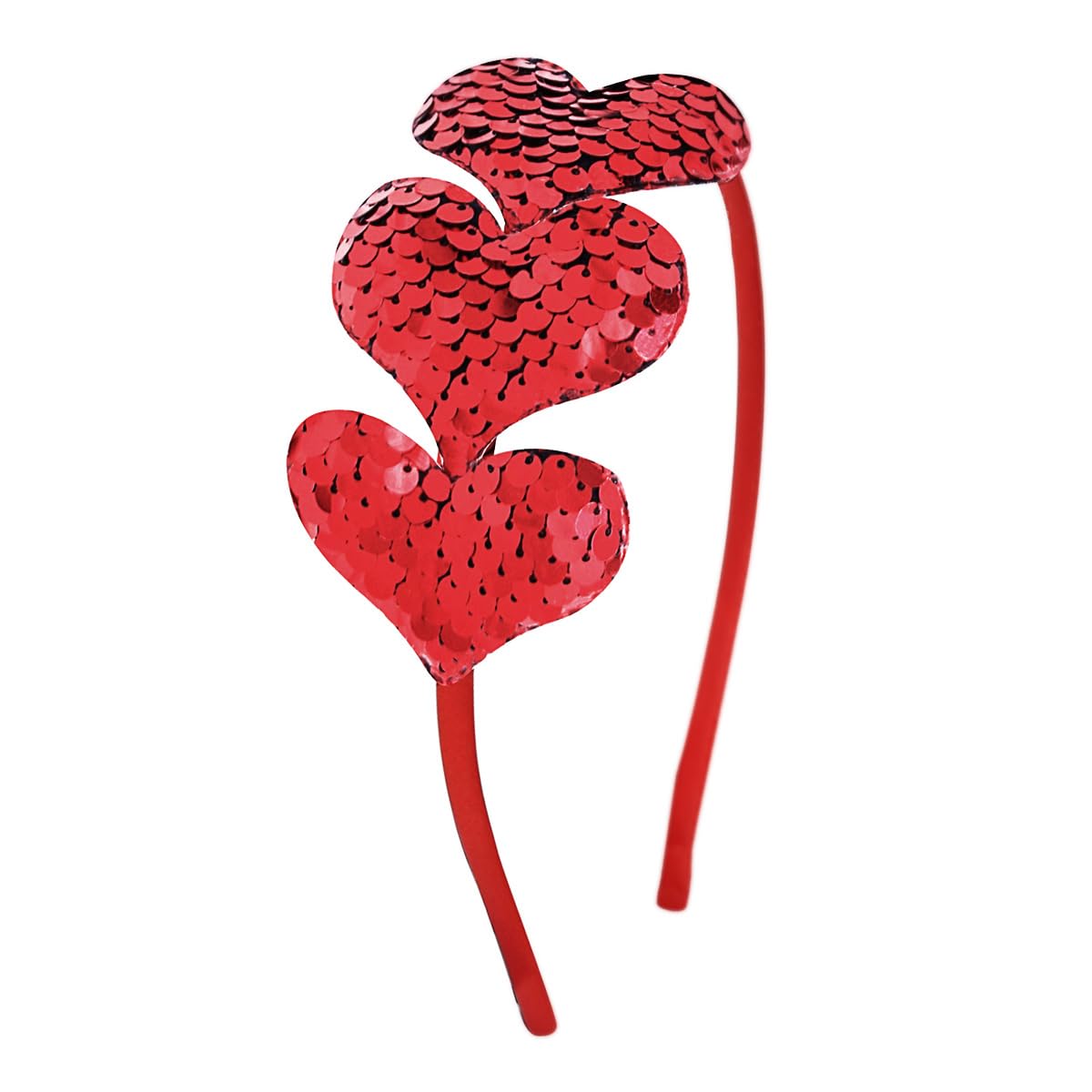 Valentine's Day Heart Headband, Red Sequin Love Hair Band Hoop Glitter Heart Hair Accessories Valentine Headdress Decoration For