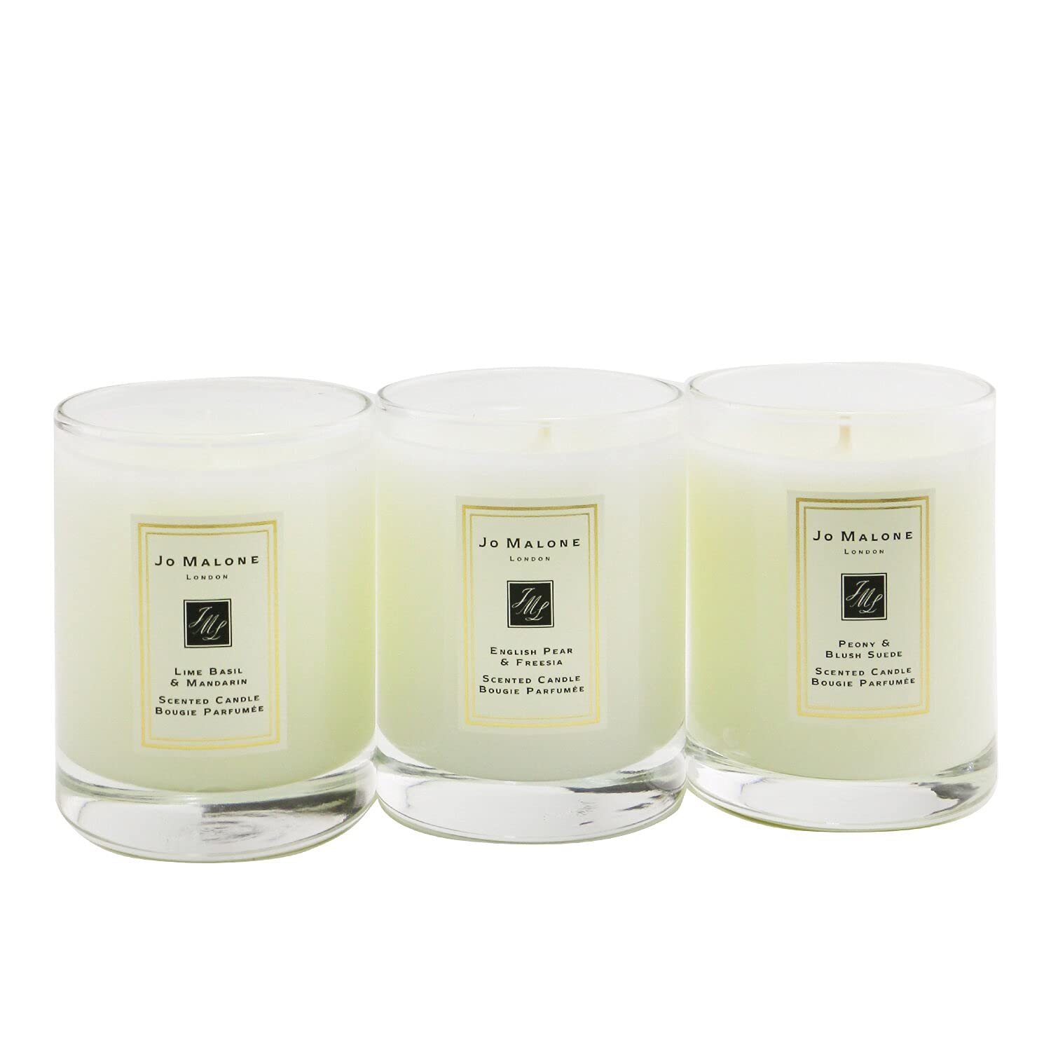  Travel Candle Collection Lime Basil & Mandarin  English Pear & Fresia  Peony & Blush Suede Each 2Oz