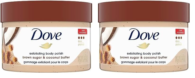 Dove Exfoliating Body Polish Scrub Dry Skin Brown Sugar & Coconut Butter,Gently Exfoliates & Moisturizes Instant Soft & Smooth S