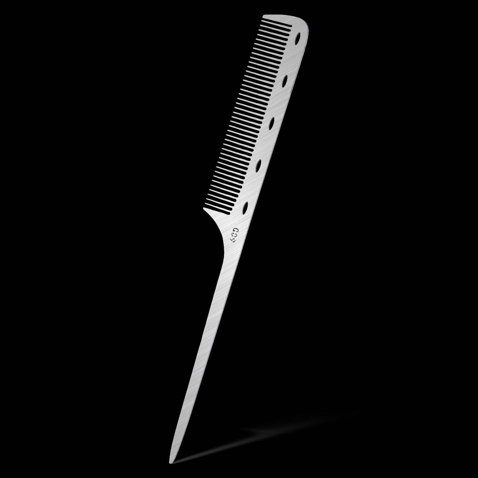 Metal Rat Tail Comb with Metal Pick Stainless Steel Hair Combs Flat Top Fine Cutting Combs Teasing Pin Tail Barber Comb with Par