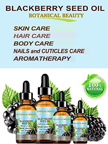 Botanical Beauty Blackberry Seed Oil 100% Pure Natural Virgin Unrefined. Cold Pressed Undiluted Carrier Oil. 0.5 Fl.Oz -15 Ml. F