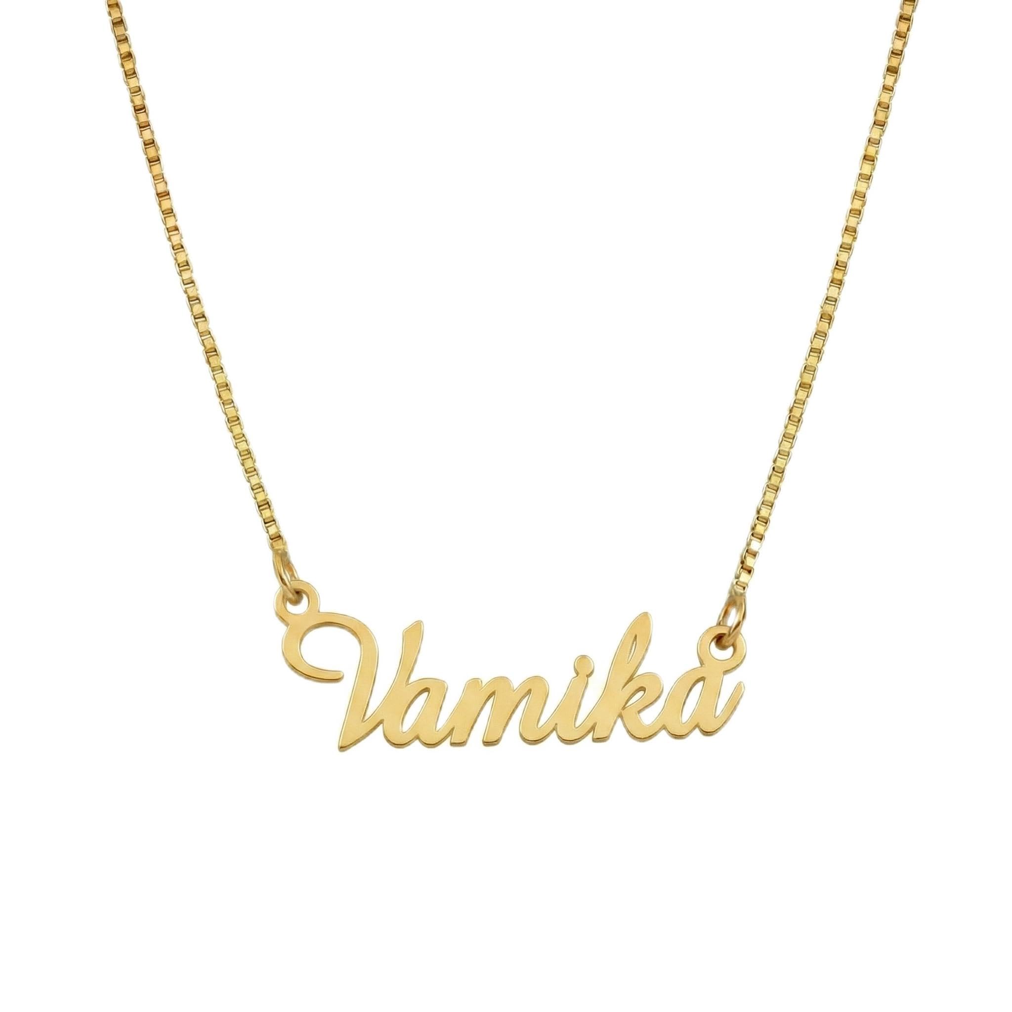 Diva Jeweller Customized Classic Style Name Necklace, Personalized Gold Tone Pendant With Chain