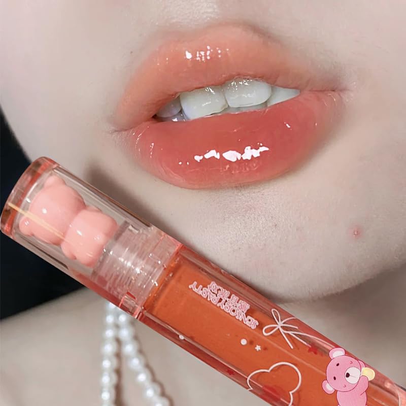 6 Colors Bear Hydrating Lip Gloss Liquid Lipstick Set Cute Bear Jelly Lipstick Moisturizing Sweet Lip Glaze Set Bear Beauty Make