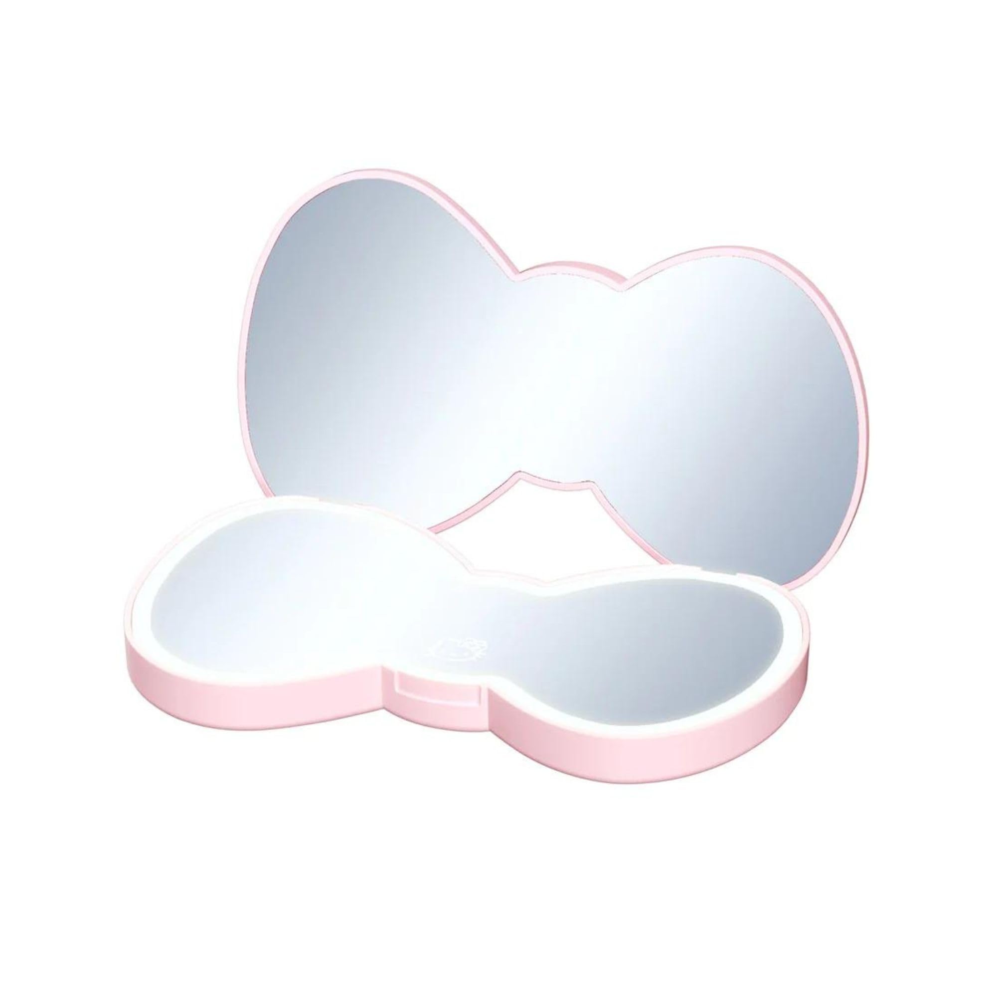 Impressions Vanity Hello Kitty Bow Led Compact Mirror, Double Sided Cute Travel Makeup Mirror, Soft Touch Button With Slide Down