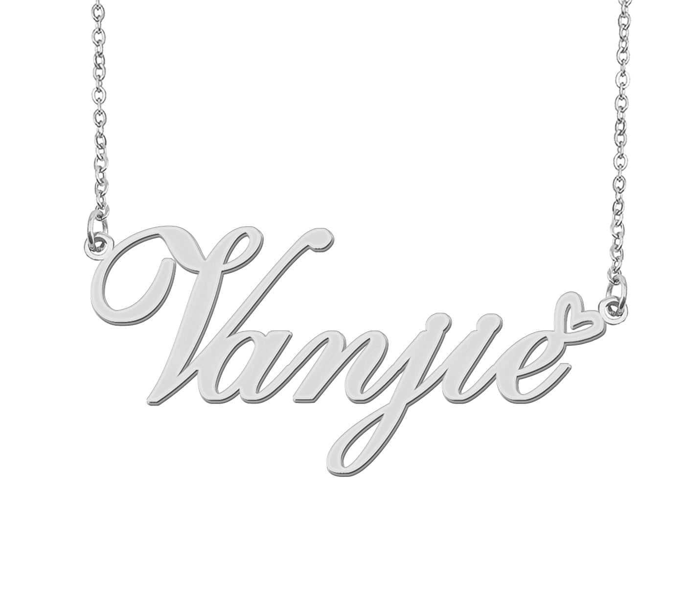 Aoloshow Stainless Steel Silver Vanjie Heart Name Necklace Charm Pendant Jewelry for Mom Best Friends
