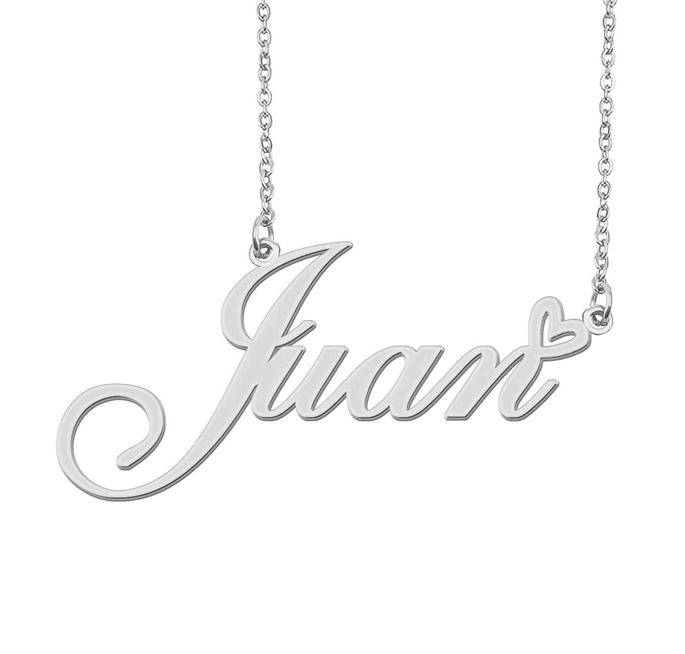 Aoloshow Stainless Steel Silver Juan Heart Name Necklace Charm Pendant Jewelry for Mom Best Friends