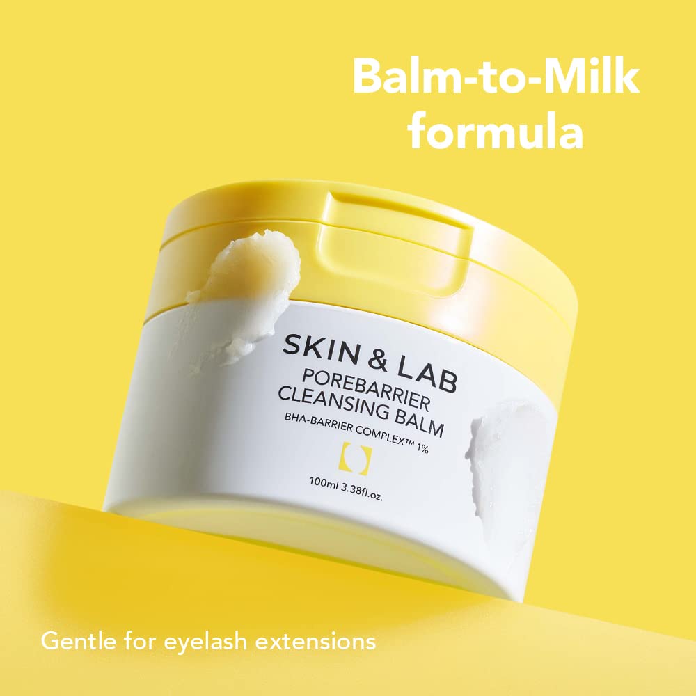 Skin&Lab] Porebarrier Face Cleansing Balm | Eyelash Extension-Safe Cleanser | Vegan Makeup Remover For Waterproof Makeup | Balm