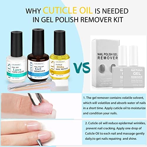 Louinstic Gel Nail Polish Remover - Quick Gel Polish Remover For Nails In 3-5 Minutes, Gel Nail Remover With Nail Cuticle Oil An