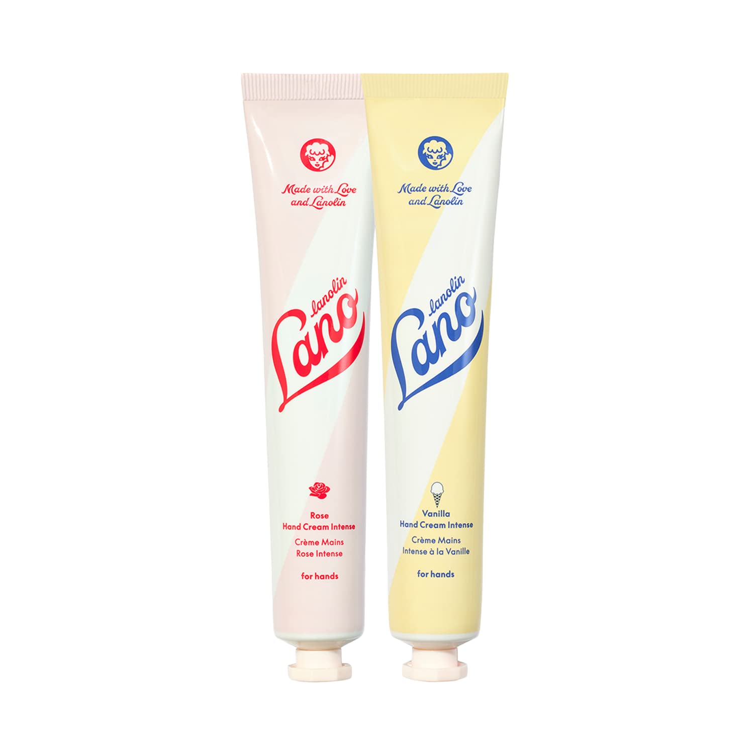 Lanolips Hand Cream Duo - Rose & Vanilla - Hydrating & Moisturizing Hand Cream for Dry Skin, Cracked Skin, Hands and Cuticles (2