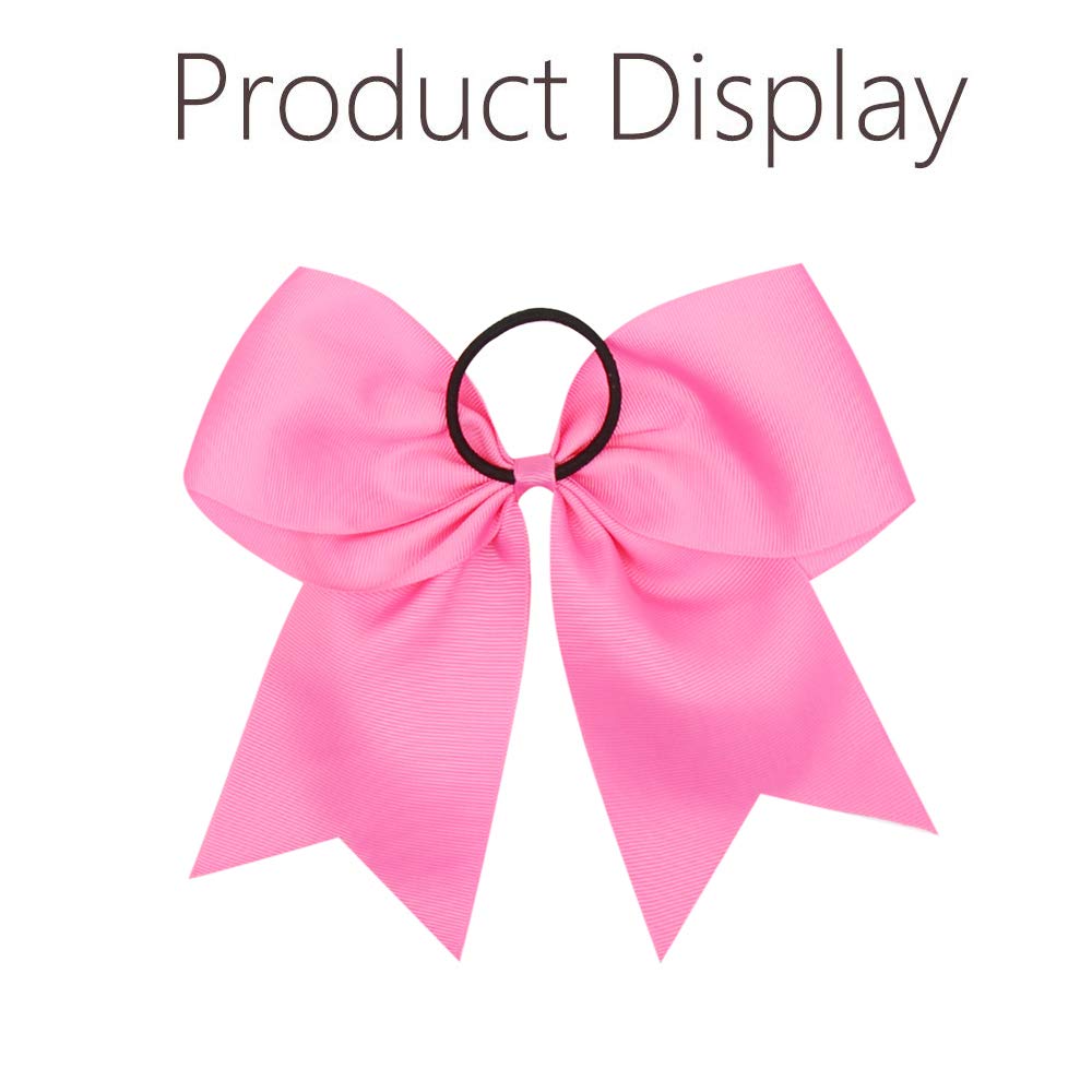 16Pcs 8 Large Cheer Hair Bows Ponytail Holder Elastic Band Handmade For Cheerleading Teen Girls College Sports (16 Pcs) (Hot Pin