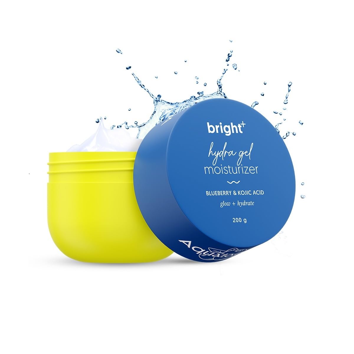 Aqualogica Bright+ Hydra Gel Moisturizer With Blueberry & Kojic Acid - 200 G | 24-Hour Intense Hydration | Water-Like Gel Textur