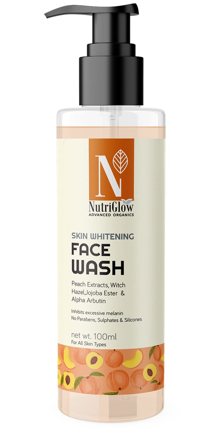 Nutriglow Advanced Organics Advanced Organics Skin Whitening Face Wash With Peach Extracts/All Skin Types, 100 Ml