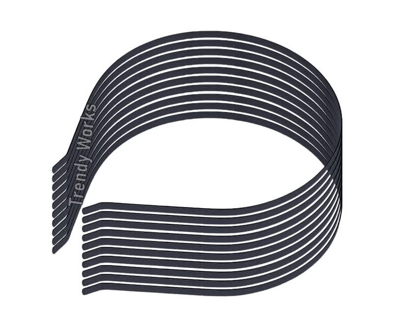 Trendy Works 20 Pieces Plain Metal Headband Hair Hoop Diy Hair Bands Hair Accessories For Women Girls (Black)