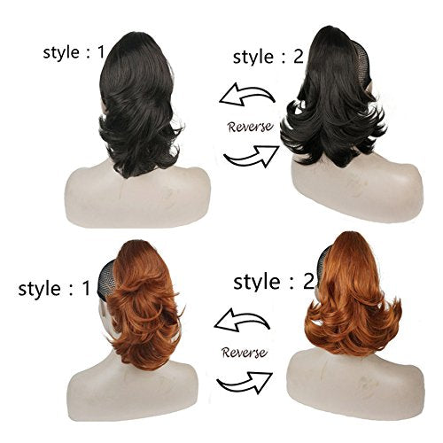 Lydell 12'' Dual Use Straight Curly Styled Clip In Claw Ponytail Hair Extension Synthetic Hairpiece 125G With A Jaw/Claw Clip (2