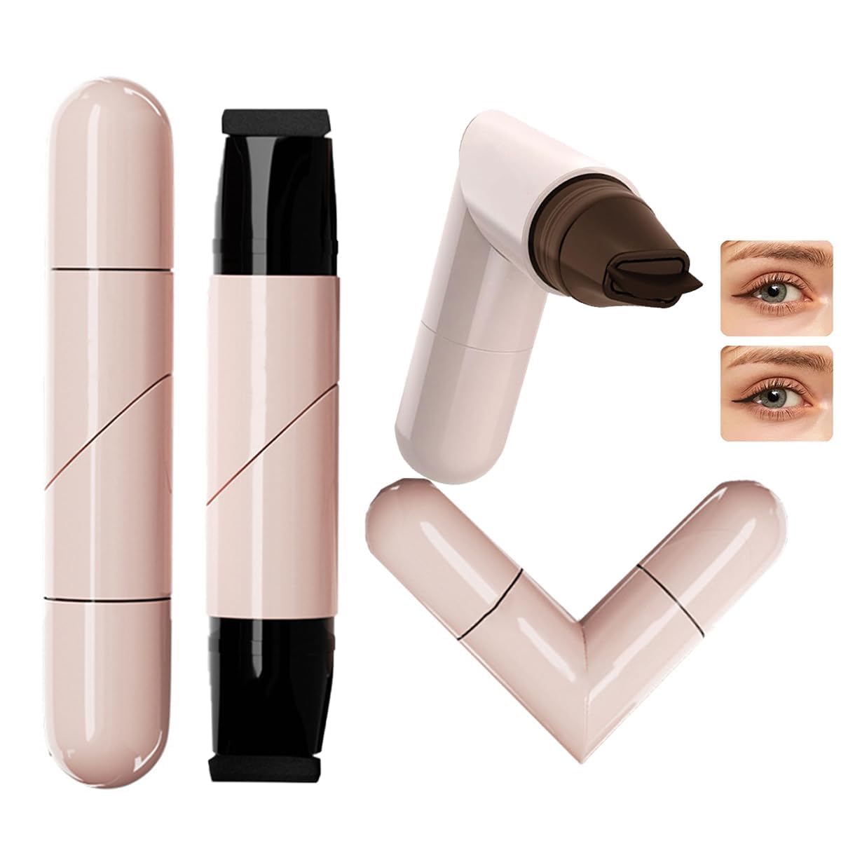 Eyeliner Stamp, Quick Morning Makeup Tool For Beginners And Professionals, Symmetrical Cat Eye Looks With Ease, Brown And Black 