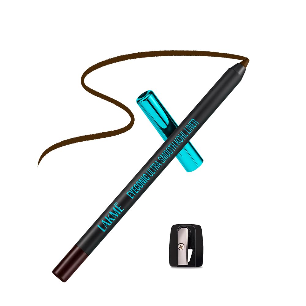 Lakme 95 Eyeconic Ultra Smooth Kohl Liner  Intense Brown, Smudgeproof & Waterproof Kajal That Lasts Upto 24 Hours, 1.2G
