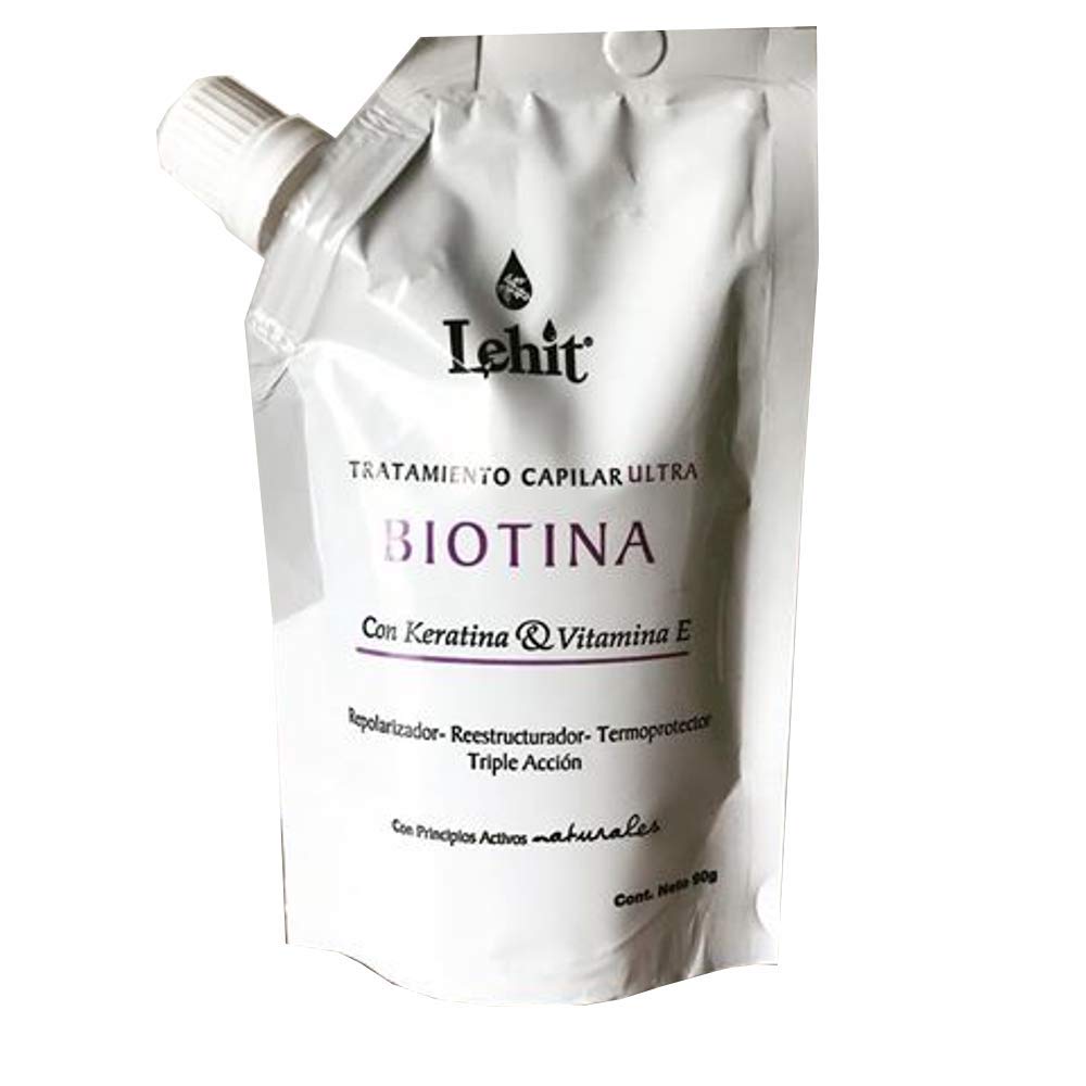 Lehit Ultra Hair Treatment Biotina with Keratin & Vitamin E | Tratamiento Capilar Ultra Con Queratina y Vitamina E 3.1oz90gr