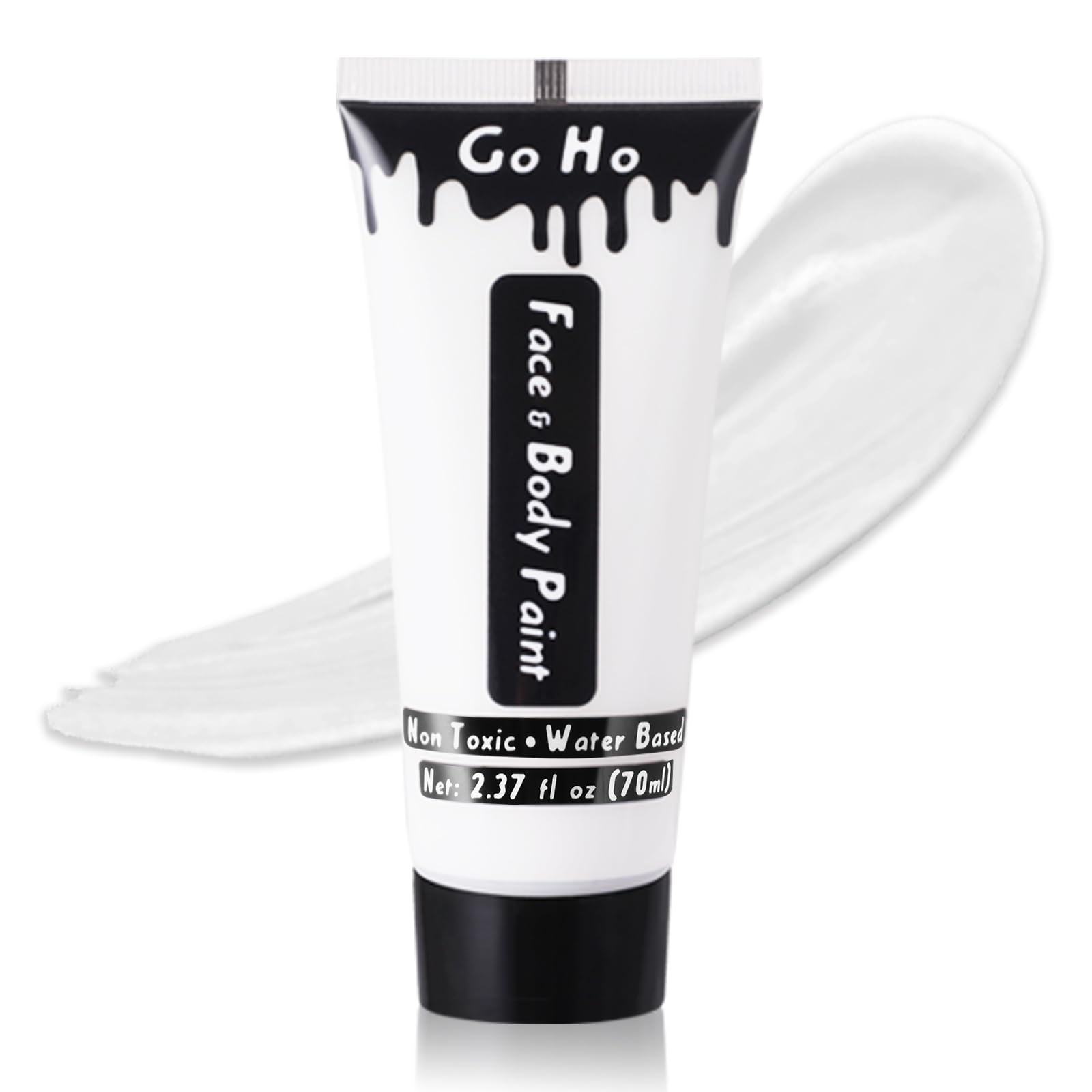 Go Ho Professional Clown White Face Body Paint Washable(2.37Oz),Water Based Cream White Body Paint Makeup,Halloween Face Paint F
