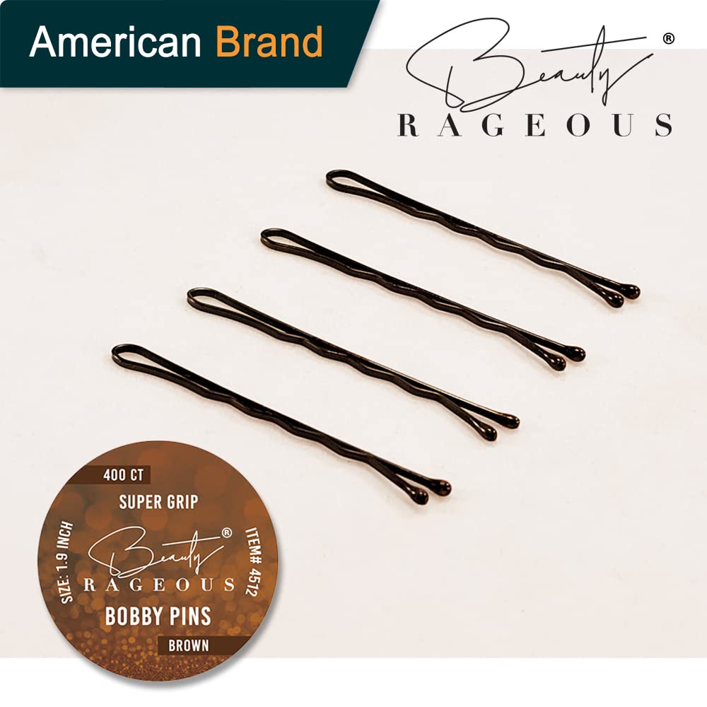 Super Grip Brown Bobby Pins - 400 Ct Approx - Handy Reusable Tin