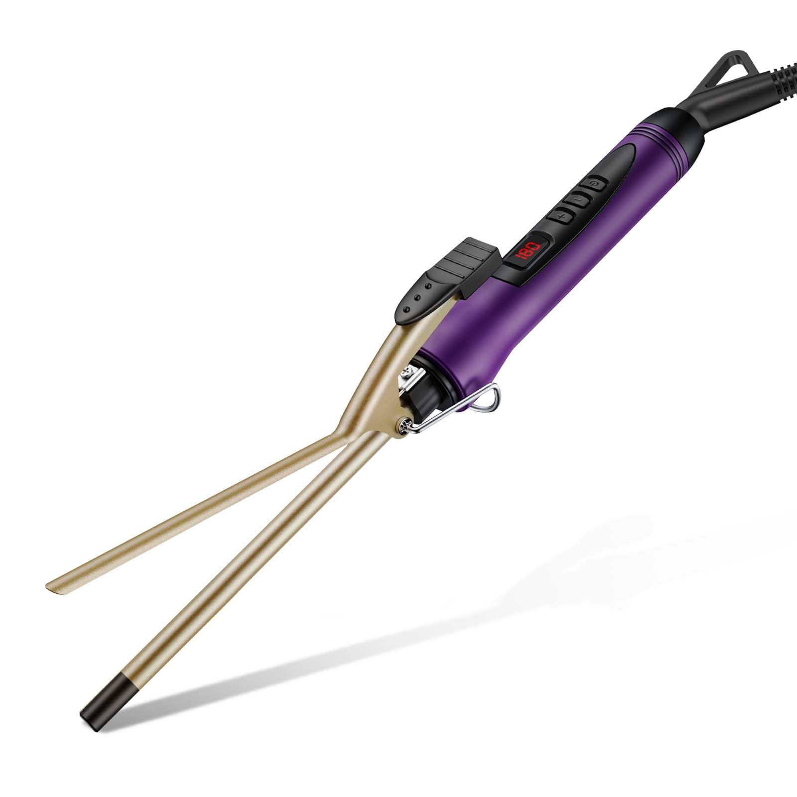 MELYDO 3/8 Inch Small Curling Iron Wand for Short & Long Hair, Ceramic Small Barrel Curling Iron Tiny Curling Wand with Adjustab