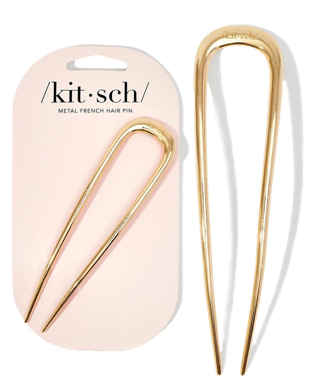 Kitsch Metal French Hair Pins for Women - Gold French Pins for Thick Hair, U Shaped Hair Pins, Metal Hair Pin for All Hair Types