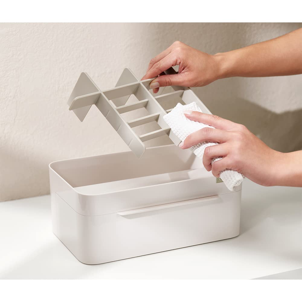Joseph Joseph 75005 Viva Makeup Cosmetic Storage Organizer with Drawer, Large with Mirror, Shell, Cream
